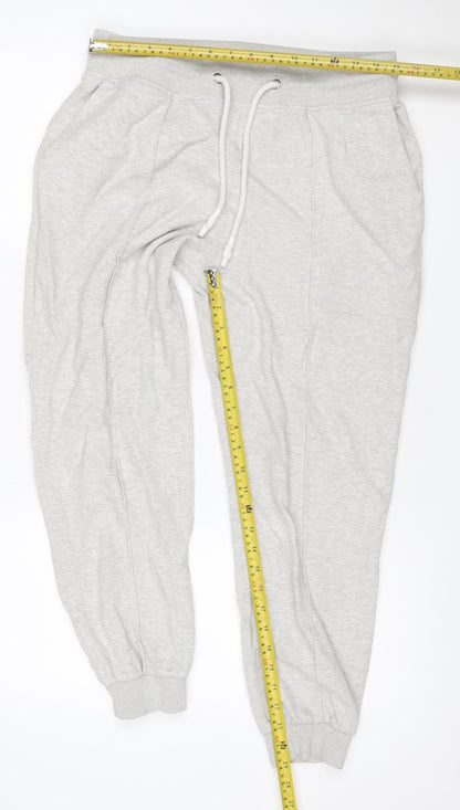 Reiss Men Grey M Jogger Sweatpants Drawstring Zip Pocket Cotton Blend