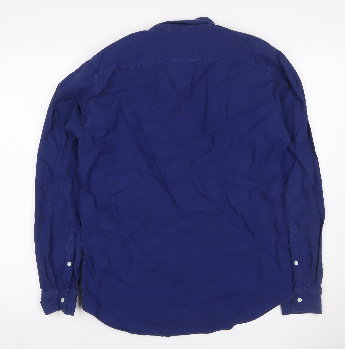 UNIQLO Men Blue S Slim Fit Cotton Button-Down Long Sleeve Shirt