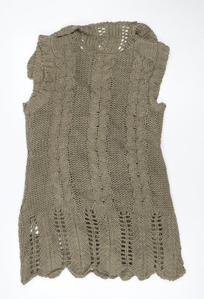 Fransa Women’s Grey XL Cable Knit Button Cardigan Long Sleeve