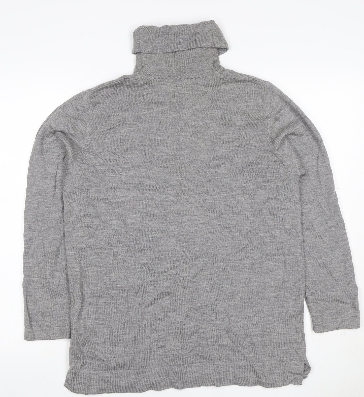 JOIBIS Women’s Grey Merino Wool Roll Neck Tunic Jumper Size 40