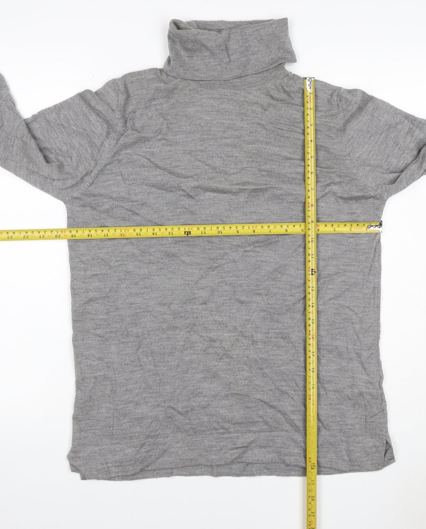 JOIBIS Women’s Grey Merino Wool Roll Neck Tunic Jumper Size 40