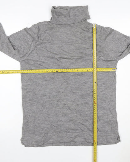 JOIBIS Women’s Grey Merino Wool Roll Neck Tunic Jumper Size 40