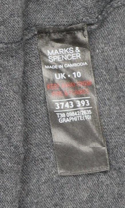 Marks and Spencer Women's Grey UK 10 Open Long Sleeve Cardigan