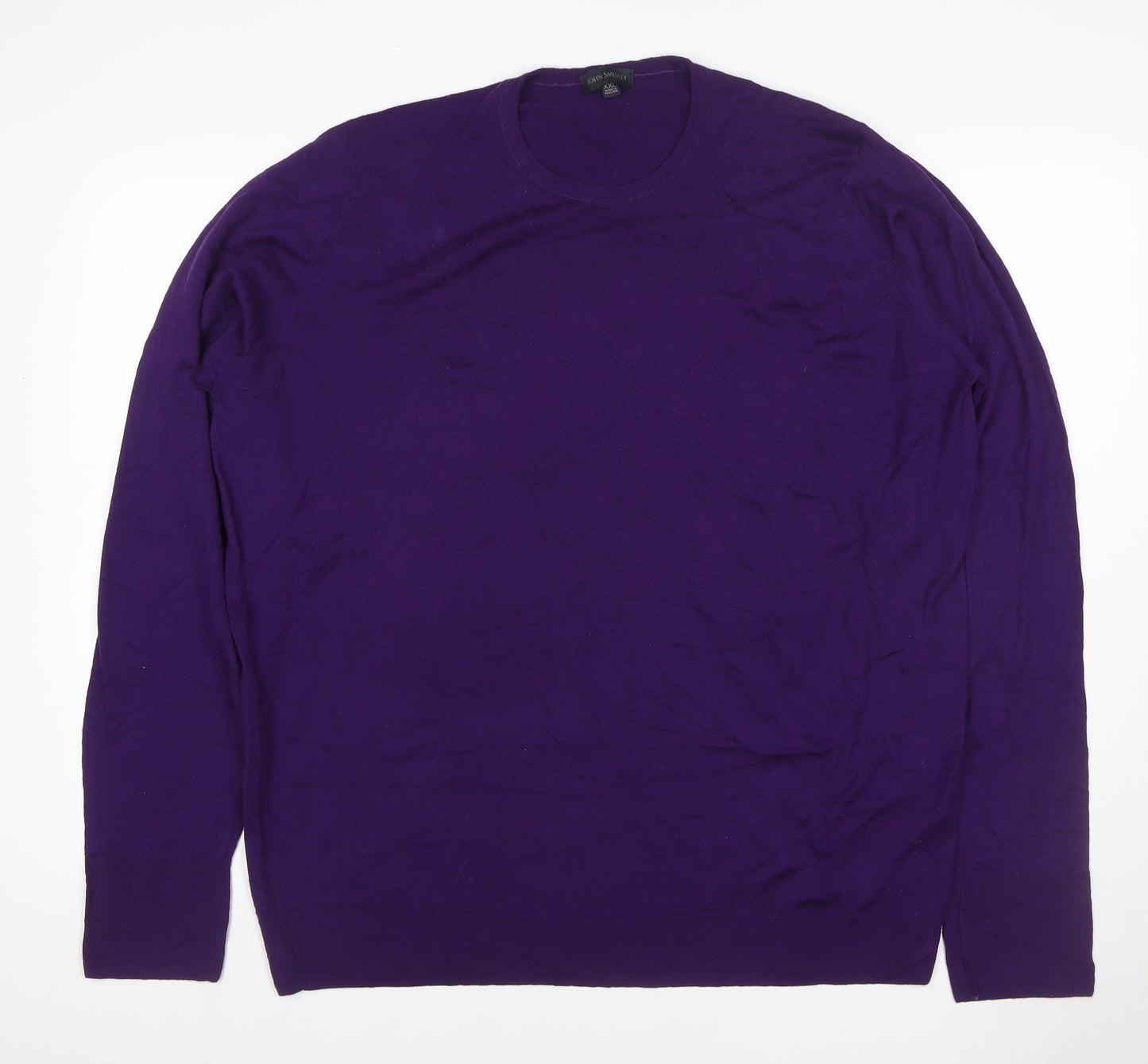 John Smedley Men’s Purple XL Merino Wool Crew Neck Pullover Jumper