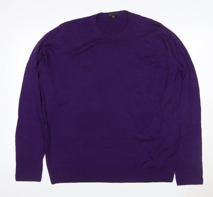 John Smedley Men’s Purple XL Merino Wool Crew Neck Pullover Jumper