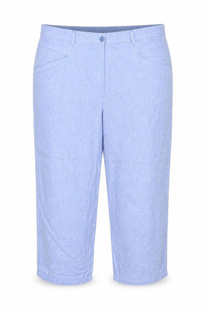 White Stuff Women Blue Linen Cropped Wide Leg Trousers UK 20