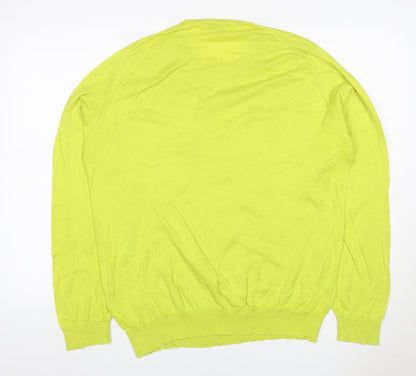 John Smedley Men’s Yellow 2XL Sea Island Cotton Crew Neck Pullover Jumper