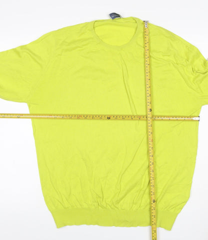 John Smedley Men’s Yellow 2XL Sea Island Cotton Crew Neck Pullover Jumper