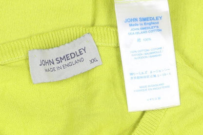 John Smedley Men’s Yellow 2XL Sea Island Cotton Crew Neck Pullover Jumper