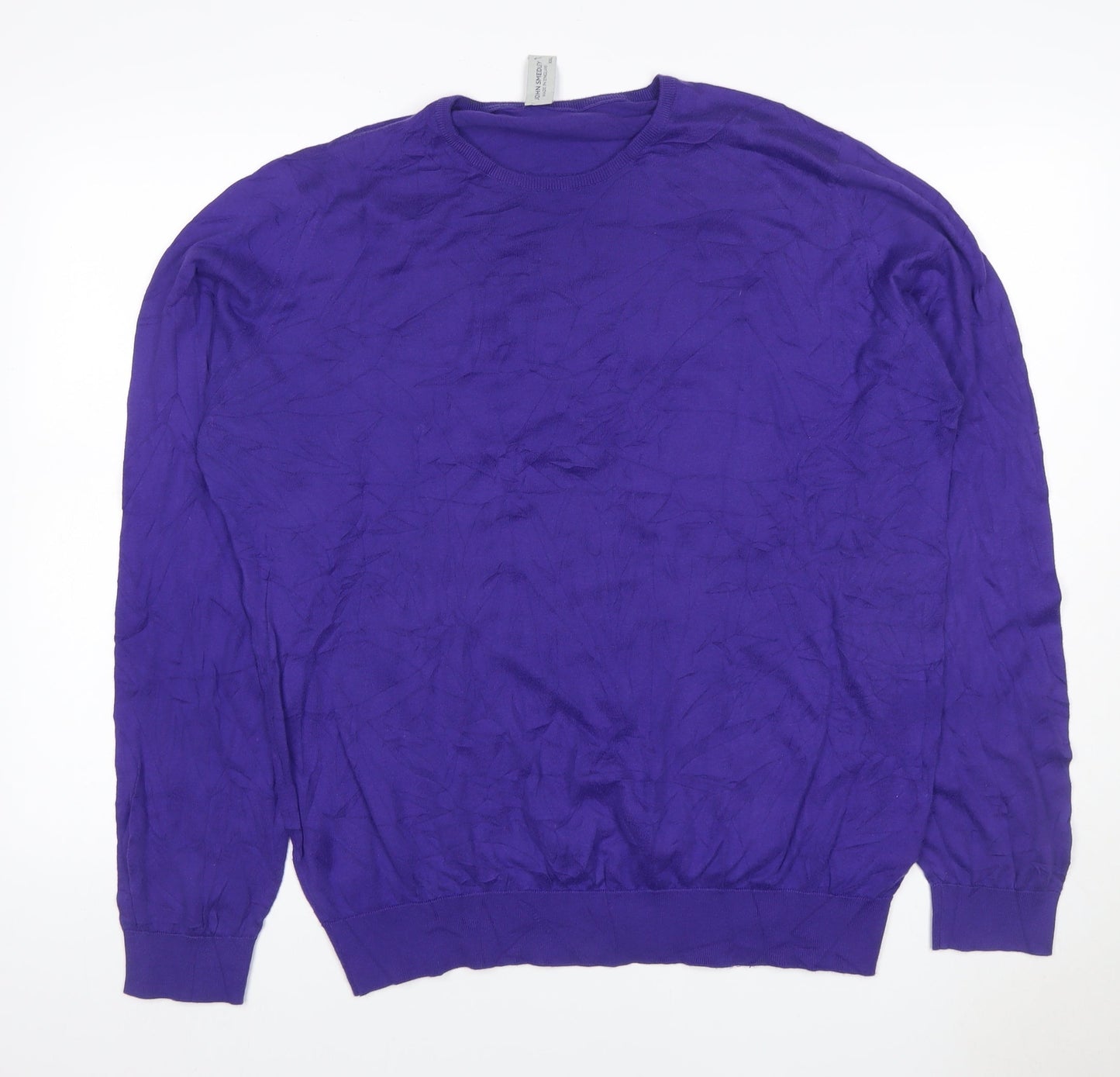 John Smedley Men Purple XXL Sea Island Cotton Crew Neck Pullover Jumper