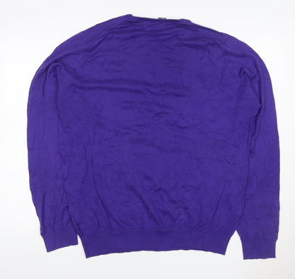 John Smedley Men Purple XXL Sea Island Cotton Crew Neck Pullover Jumper