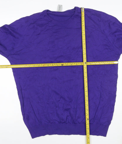 John Smedley Men Purple XXL Sea Island Cotton Crew Neck Pullover Jumper