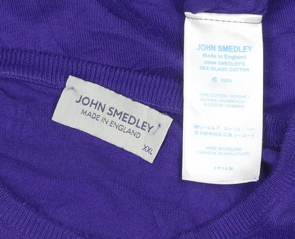 John Smedley Men Purple XXL Sea Island Cotton Crew Neck Pullover Jumper