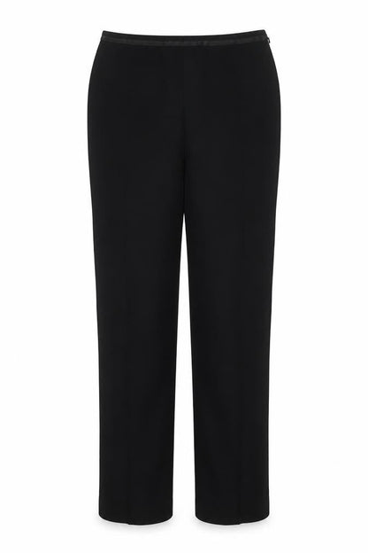 Marks & Spencer Women Black UK 12 Long Wide-Leg Stretch Trousers