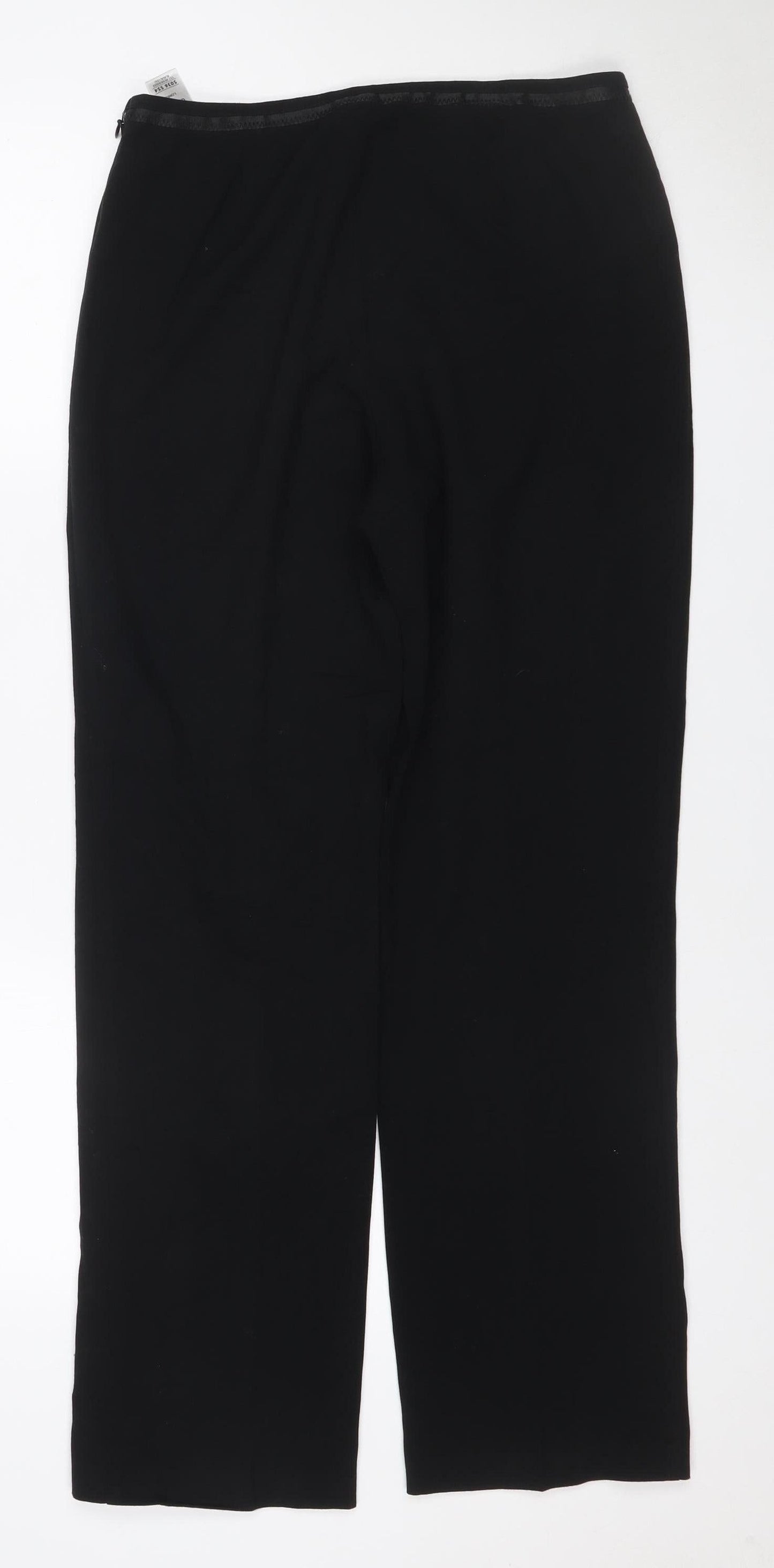 Marks and Spencer Women Black UK 12 Long Wide-Leg Stretch Trousers