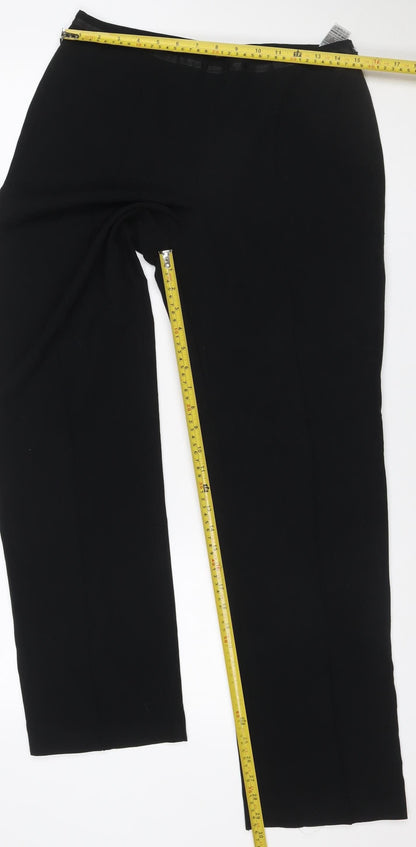 Marks and Spencer Women Black UK 12 Long Wide-Leg Stretch Trousers