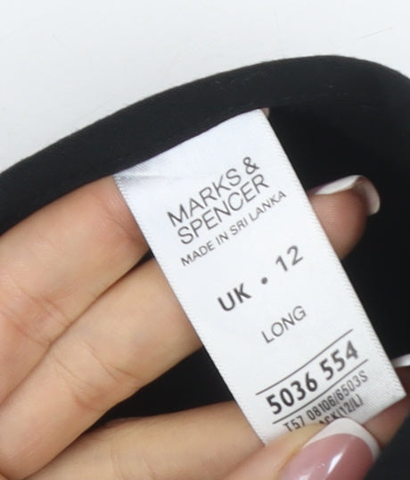 Marks and Spencer Women Black UK 12 Long Wide-Leg Stretch Trousers