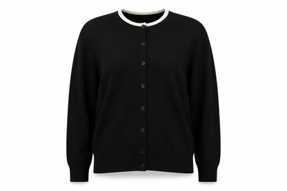 Marks and Spencer Women Black L Button Crew Neck Knit Cardigan