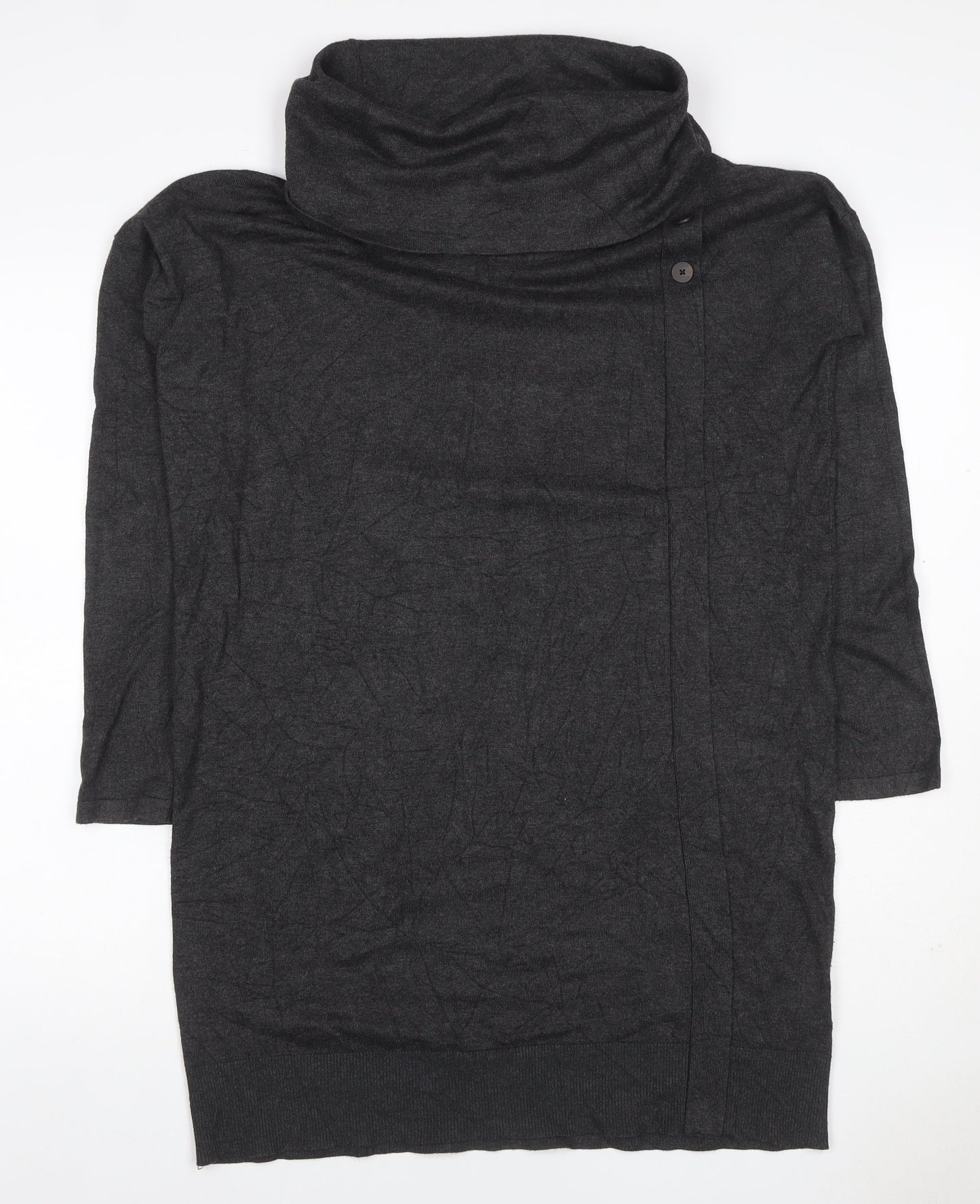 Phase Eight Women’s Grey Cowl Neck Button Tunic Jumper Size 14