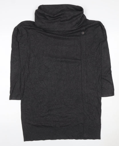 Phase Eight Women’s Grey Cowl Neck Button Tunic Jumper Size 14