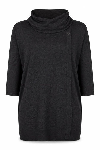 Phase Eight Women’s Grey Cowl Neck Button Tunic Jumper Size 14