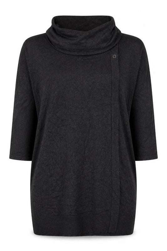Phase Eight Women’s Grey Cowl Neck Button Tunic Jumper Size 14