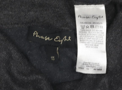 Phase Eight Women’s Grey Cowl Neck Button Tunic Jumper Size 14