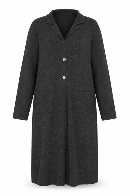 Marks & Spencer Women Grey UK 20 Long V-Neck Wool Blend Cardigan
