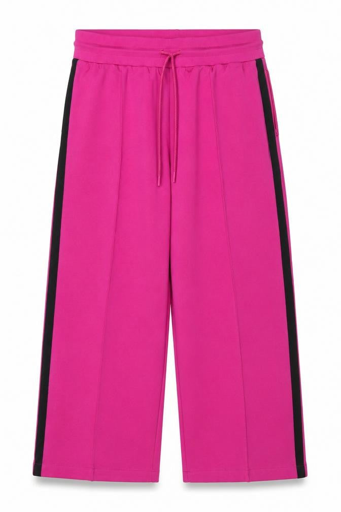 M&S Women’s Pink UK 16 Short Jogger Trousers Side Stripe Stretch