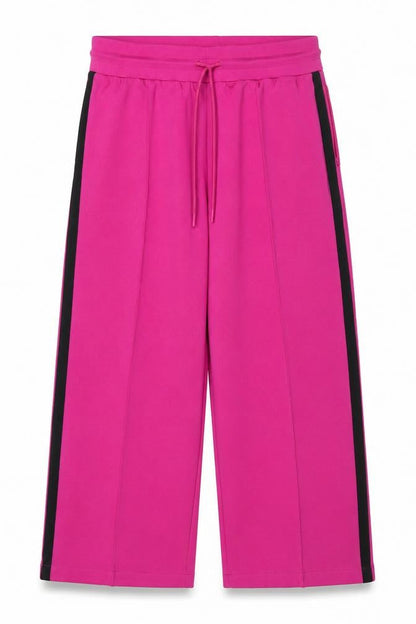 M&S Women’s Pink UK 16 Short Jogger Trousers Side Stripe Stretch