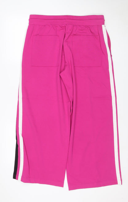M&S Women’s Pink UK 16 Short Jogger Trousers Side Stripe Stretch
