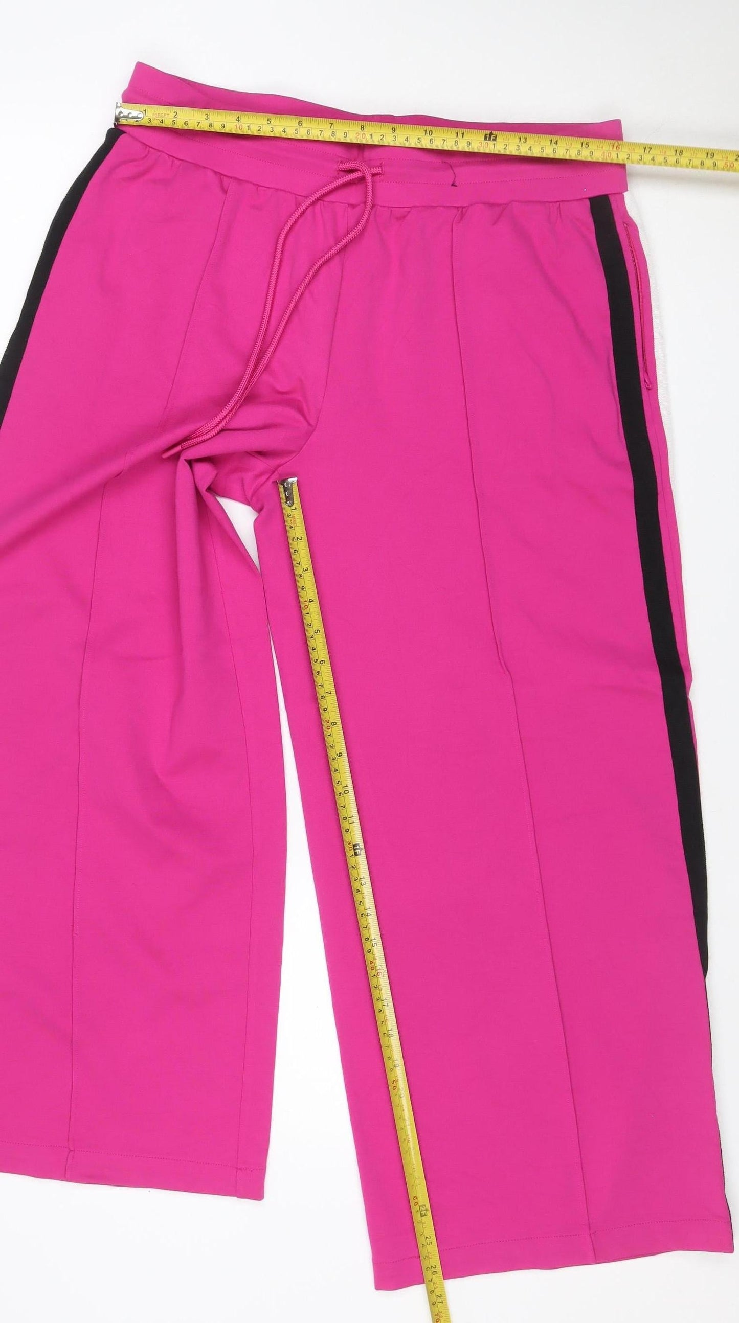M&S Women’s Pink UK 16 Short Jogger Trousers Side Stripe Stretch