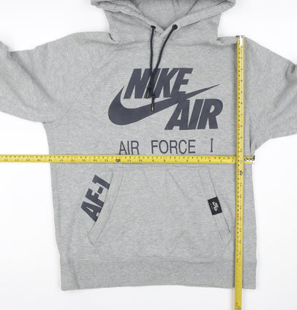 Nike Air Force 1 Unisex Kids Grey Pullover Hoodie S Logo