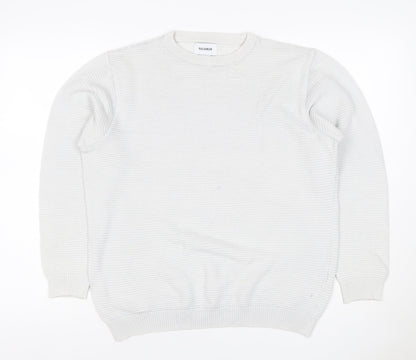 Pull&Bear Men’s White M Crew Neck Cotton Blend Knit Pullover Jumper