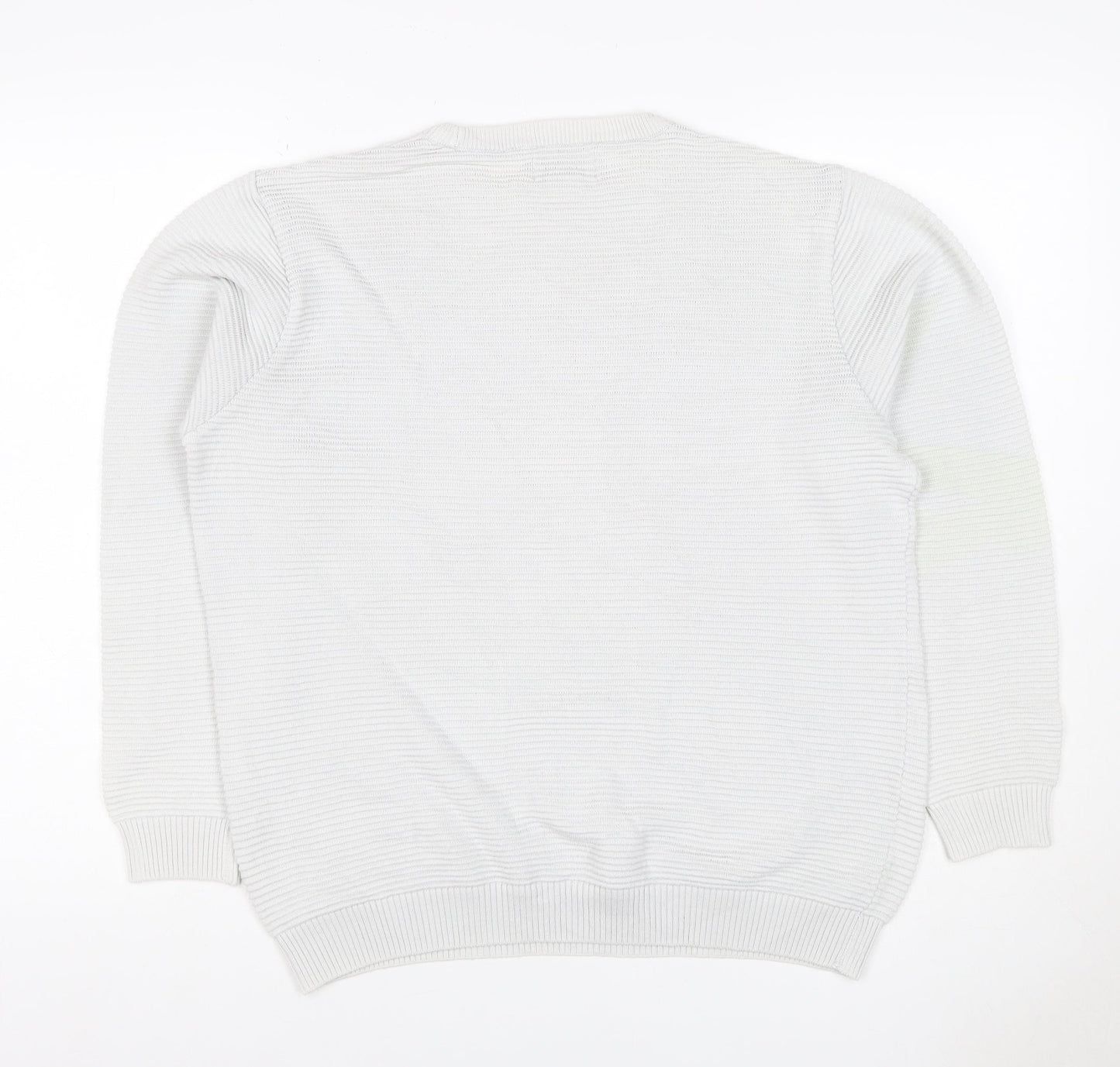 Pull&Bear Men’s White M Crew Neck Cotton Blend Knit Pullover Jumper