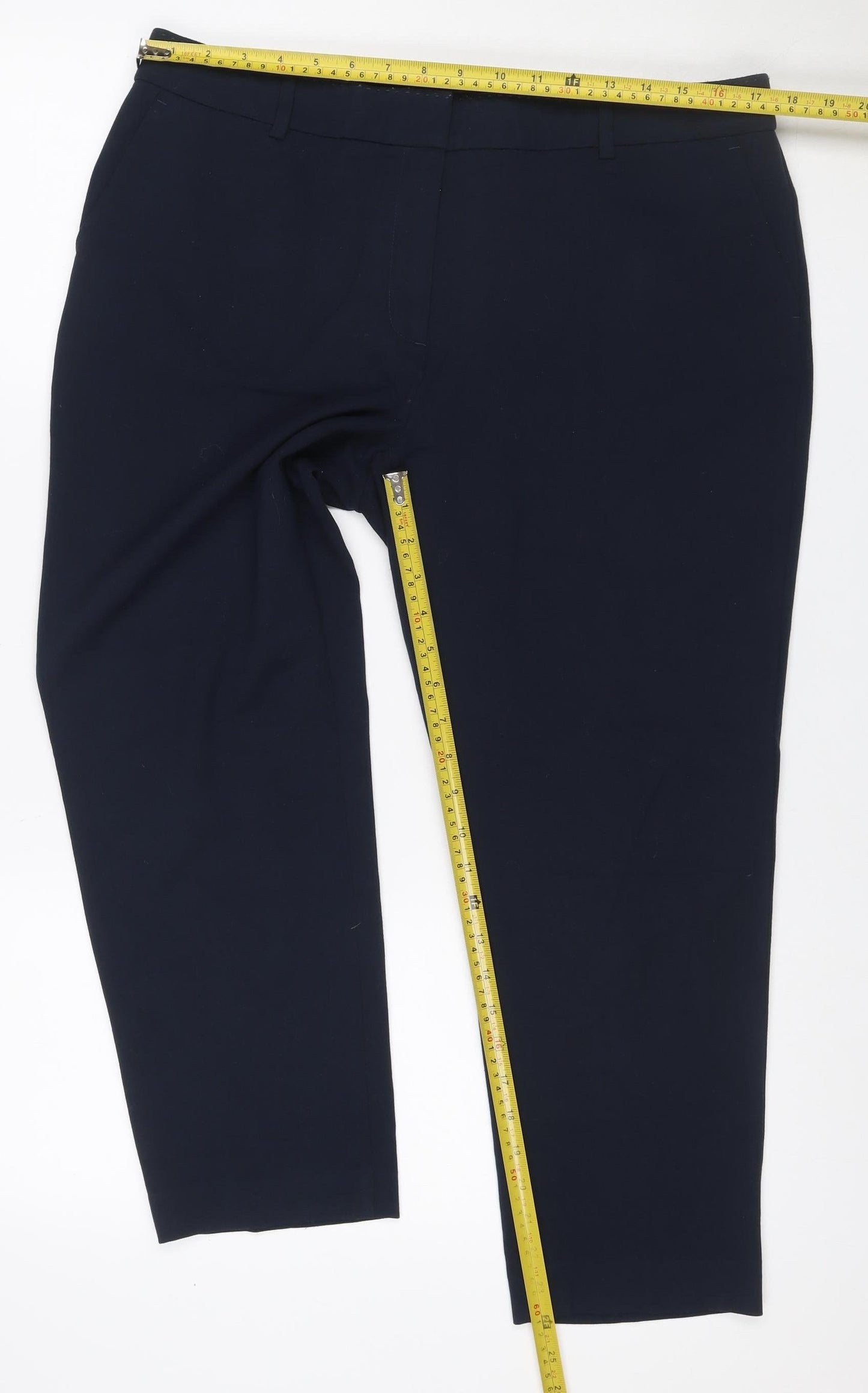 Marks and Spencer Women's Navy Size 16 Tailored Straight Trousers
