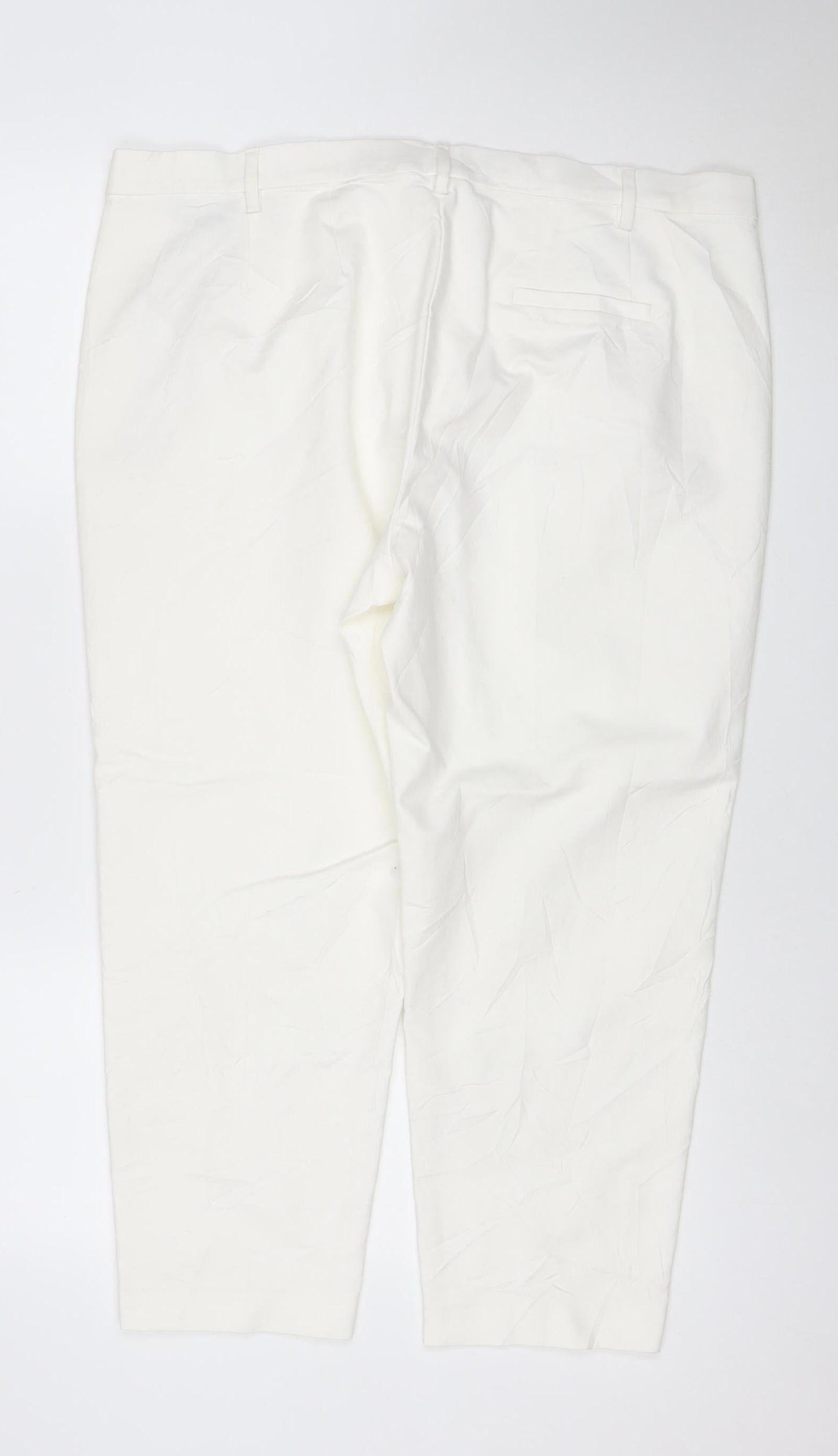 Marks & Spencer Women’s White UK 20 Regular Straight Cotton Trousers