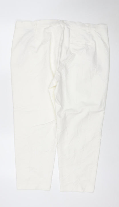 Marks & Spencer Women’s White UK 20 Regular Straight Cotton Trousers