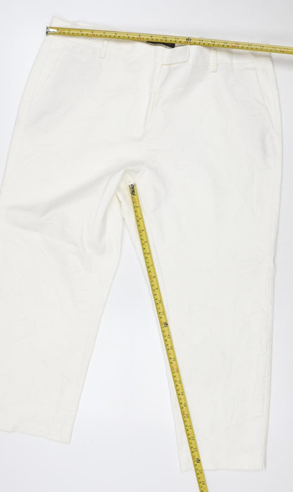 Marks & Spencer Women’s White UK 20 Regular Straight Cotton Trousers