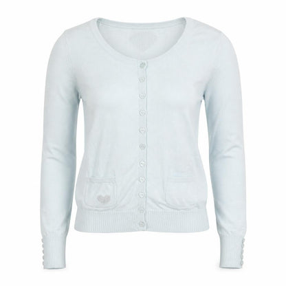 Soaked in Luxury Women Blue XS Heart Button Knit Cardigan
