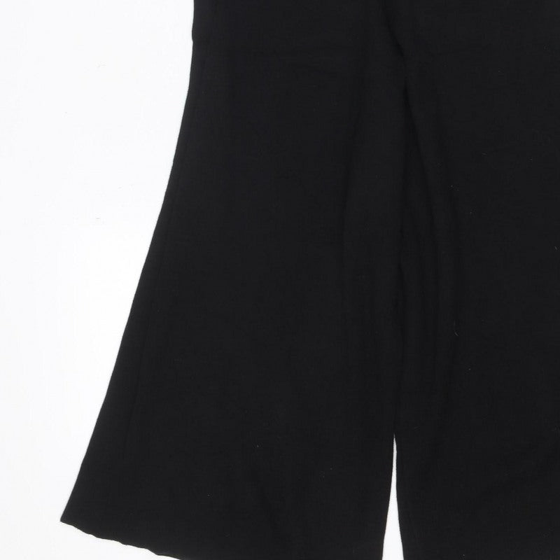 Stradivarius Women Black UK 10 Wide-Leg Belted Strappy Jumpsuit