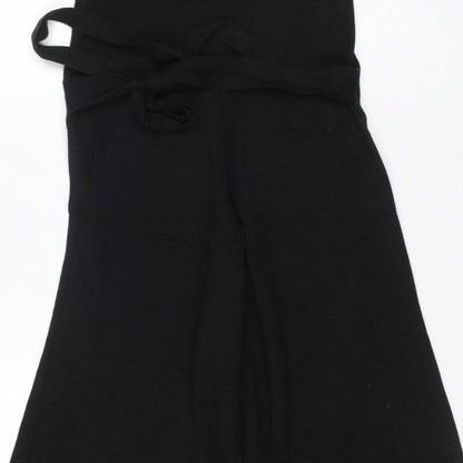 Stradivarius Women Black UK 10 Wide-Leg Belted Strappy Jumpsuit