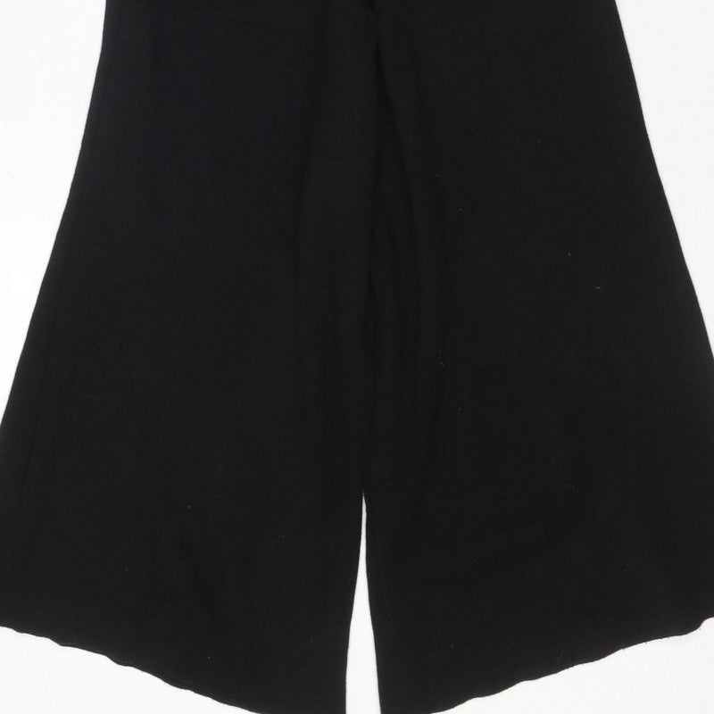 Stradivarius Women Black UK 10 Wide-Leg Belted Strappy Jumpsuit