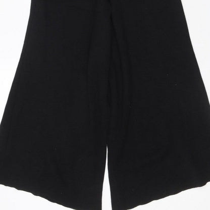 Stradivarius Women Black UK 10 Wide-Leg Belted Strappy Jumpsuit