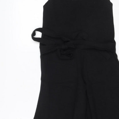 Stradivarius Women Black UK 10 Wide-Leg Belted Strappy Jumpsuit