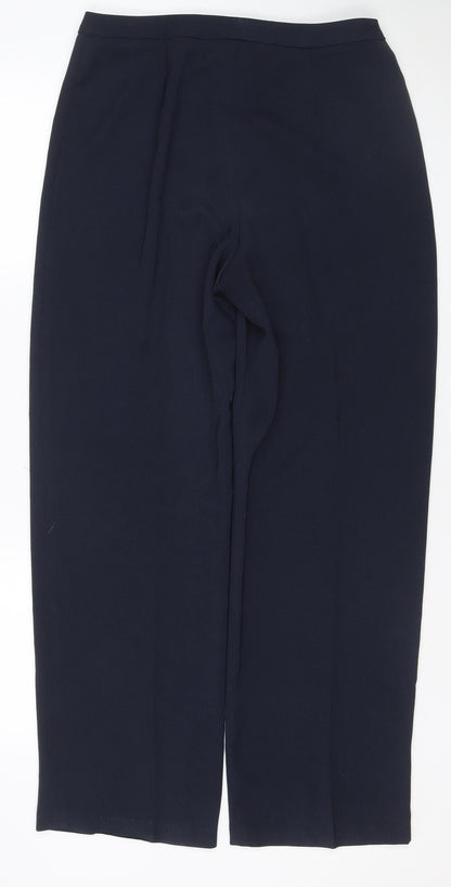 Marks & Spencer Women Navy UK 14 Straight Leg Tailored Trousers