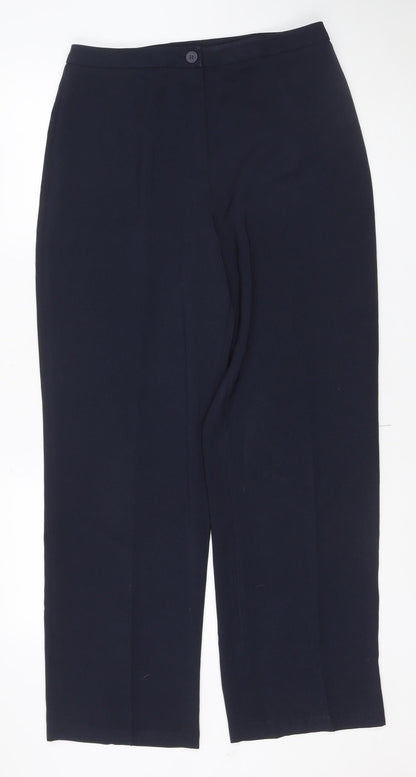 Marks & Spencer Women Navy UK 14 Straight Leg Tailored Trousers