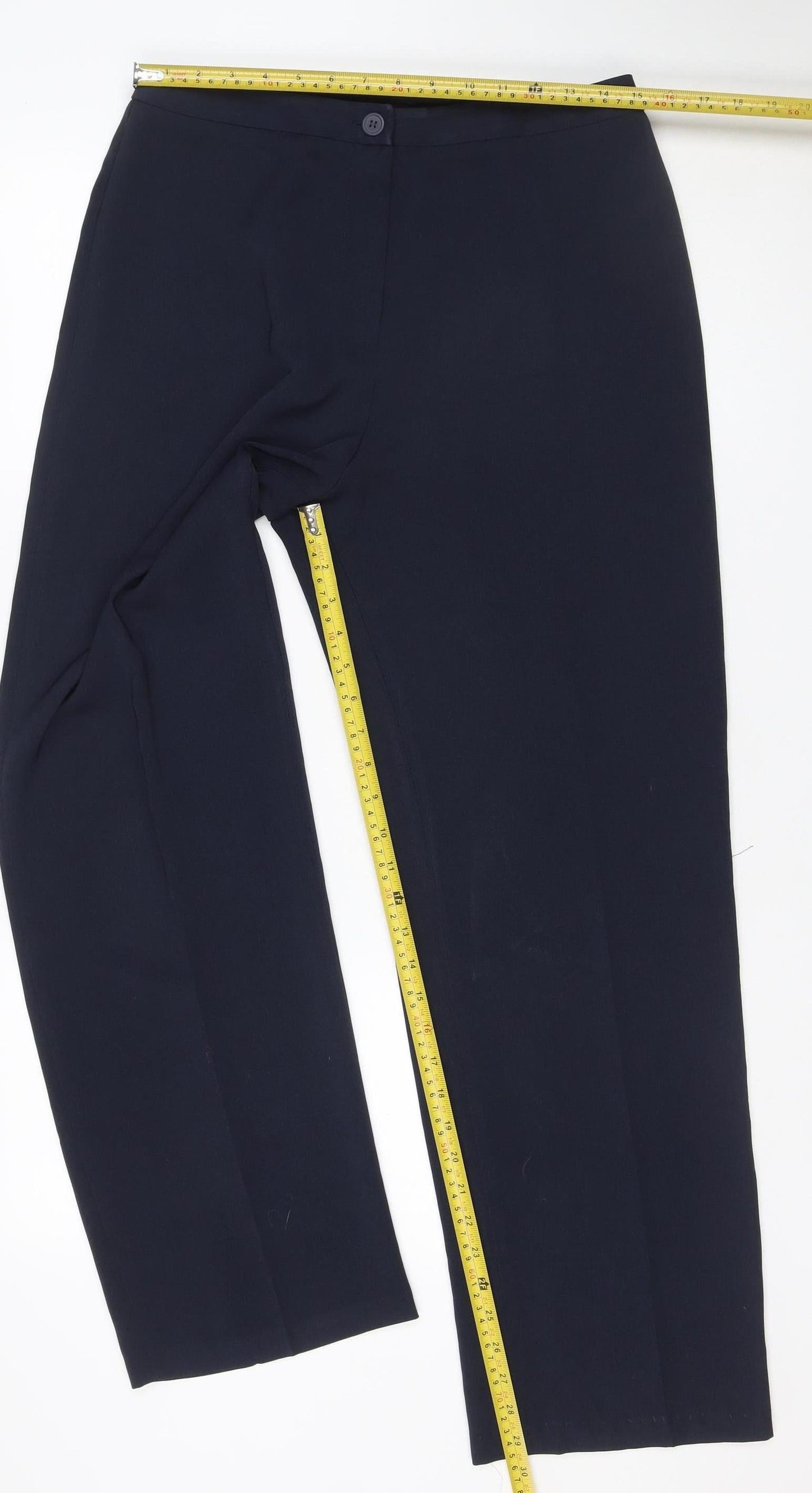 Marks & Spencer Women Navy UK 14 Straight Leg Tailored Trousers