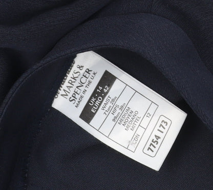 Marks & Spencer Women Navy UK 14 Straight Leg Tailored Trousers