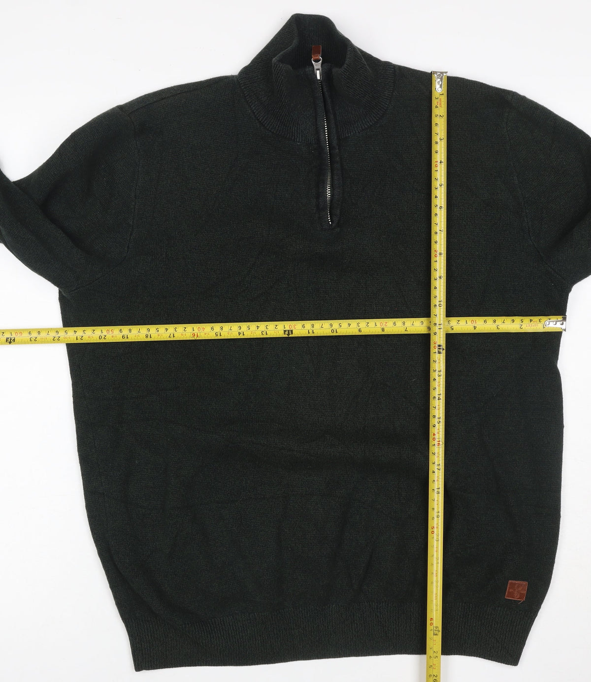Next Mens Green L Quarter Zip High Neck Knit Jumper Classic